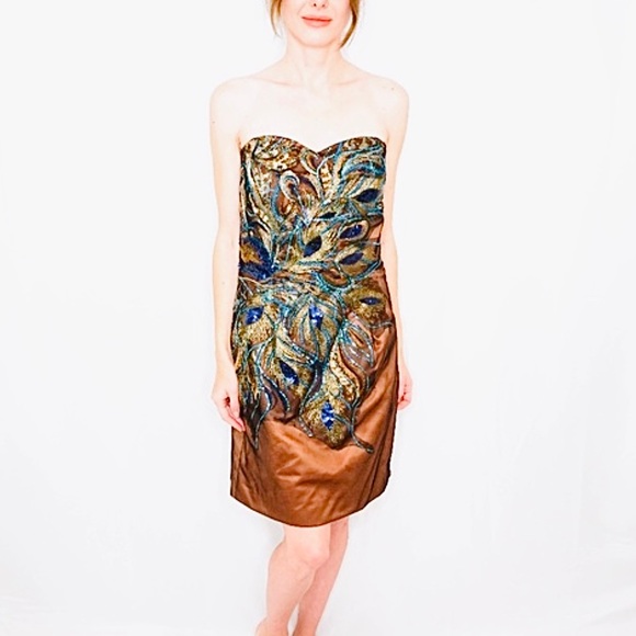 Fashionista21 Dresses & Skirts - NWOT Peacock Metallic Bronze Blue Sequin Dress